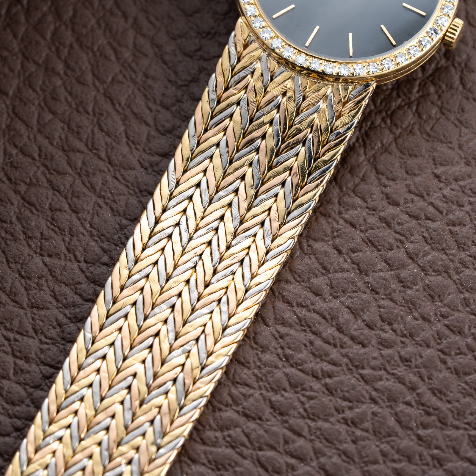 Audemars Piguet Tricolor Diamond Set 18K Gold Black Gilt Dial From 1950s