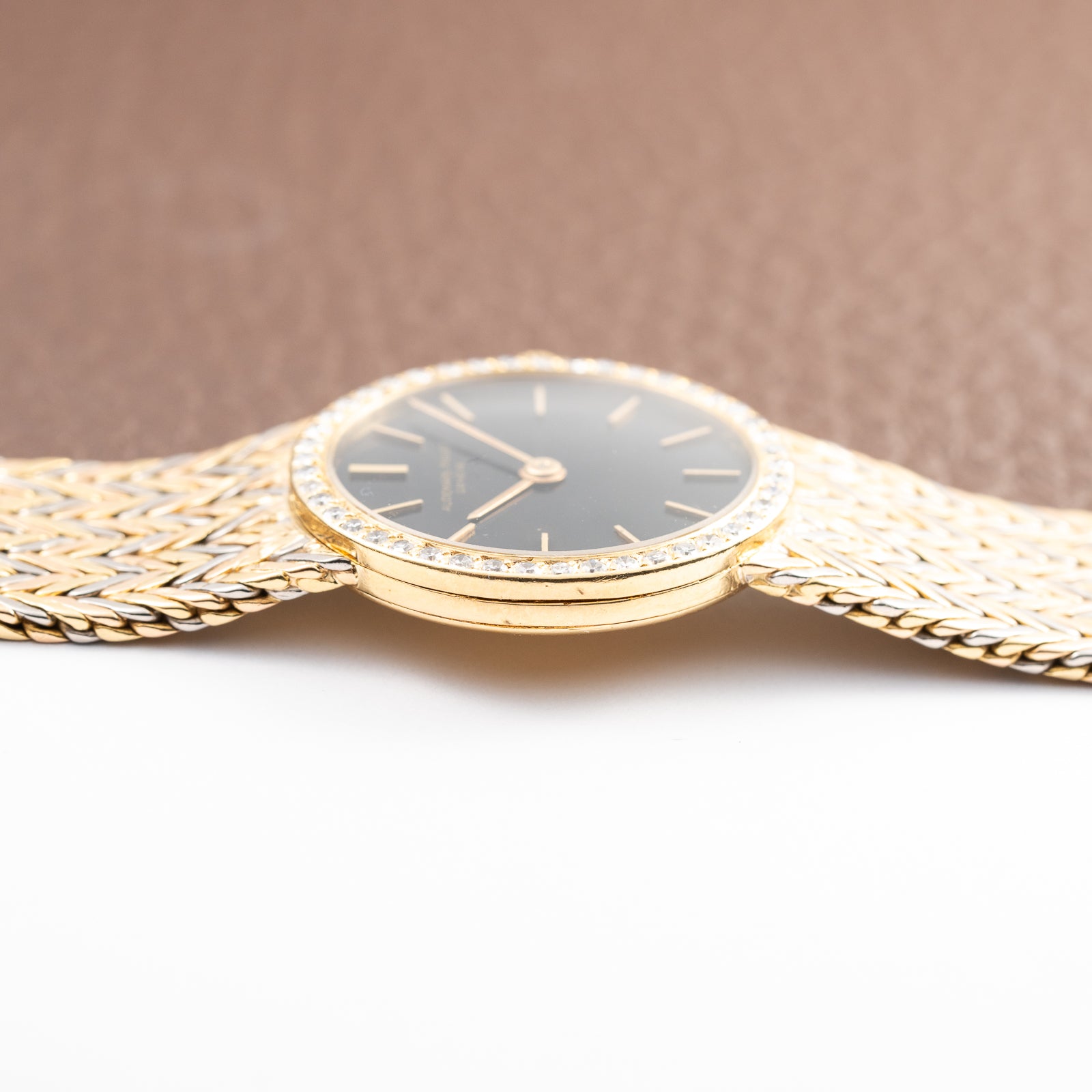 Audemars Piguet Tricolor Diamond Set 18K Gold Black Gilt Dial From 1950s