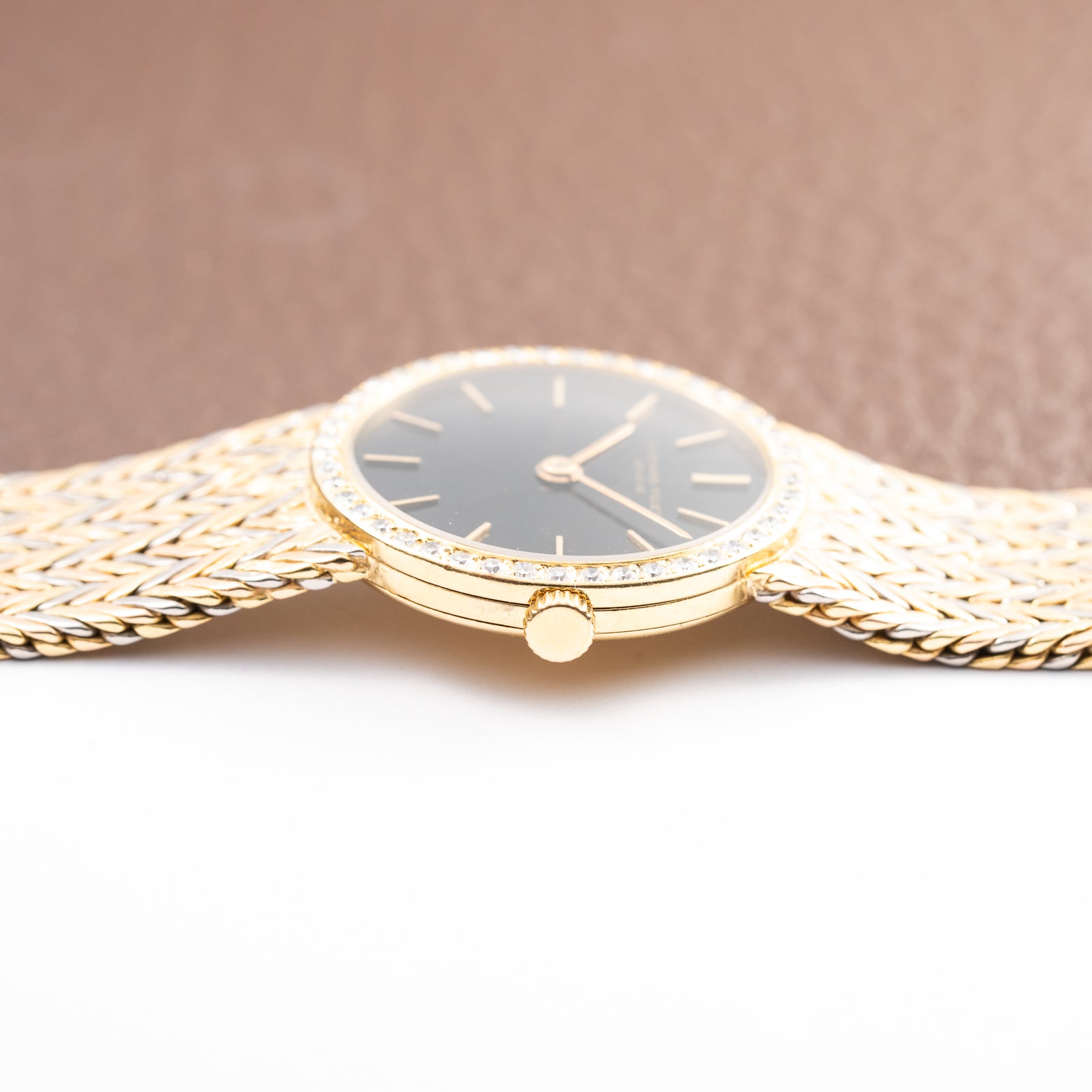 Audemars Piguet Tricolor Diamond Set 18K Gold Black Gilt Dial From 1950s