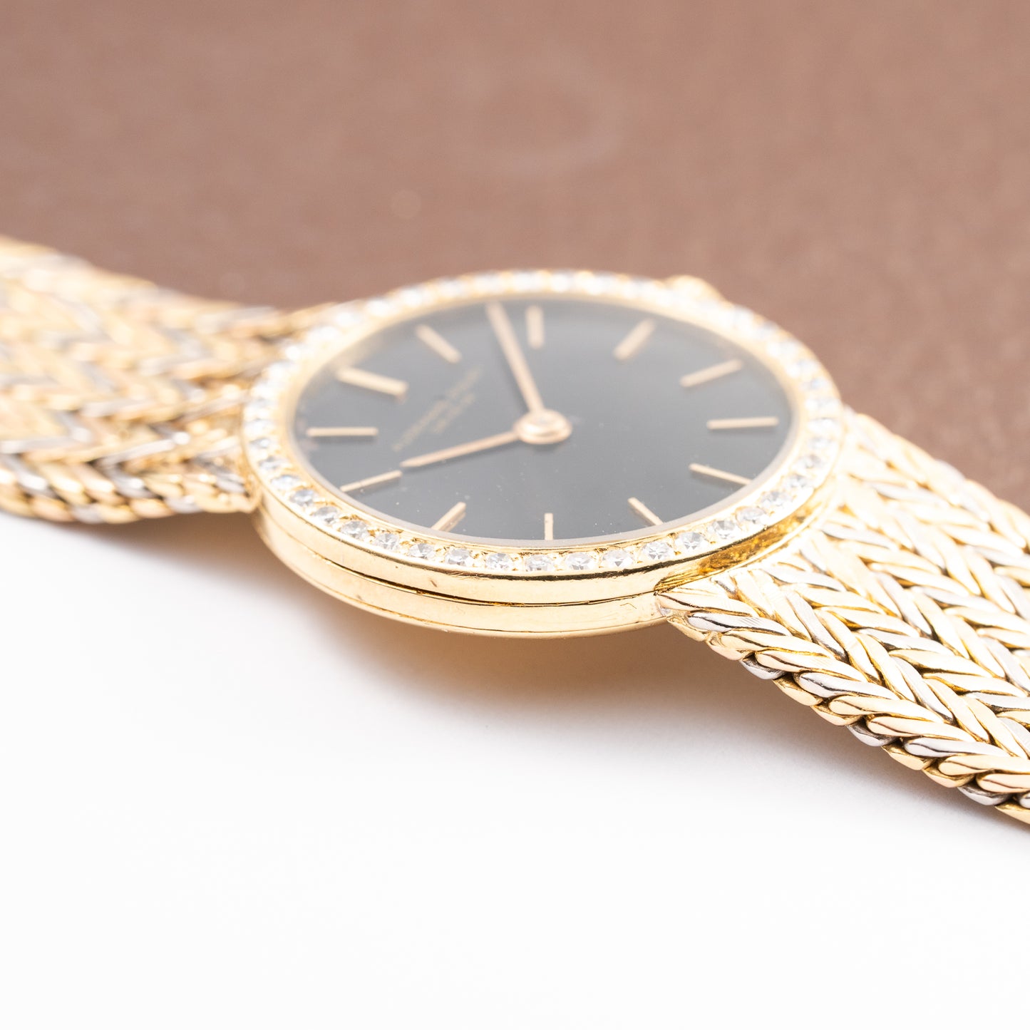 Audemars Piguet Tricolor Diamond Set 18K Gold Black Gilt Dial From 1950s