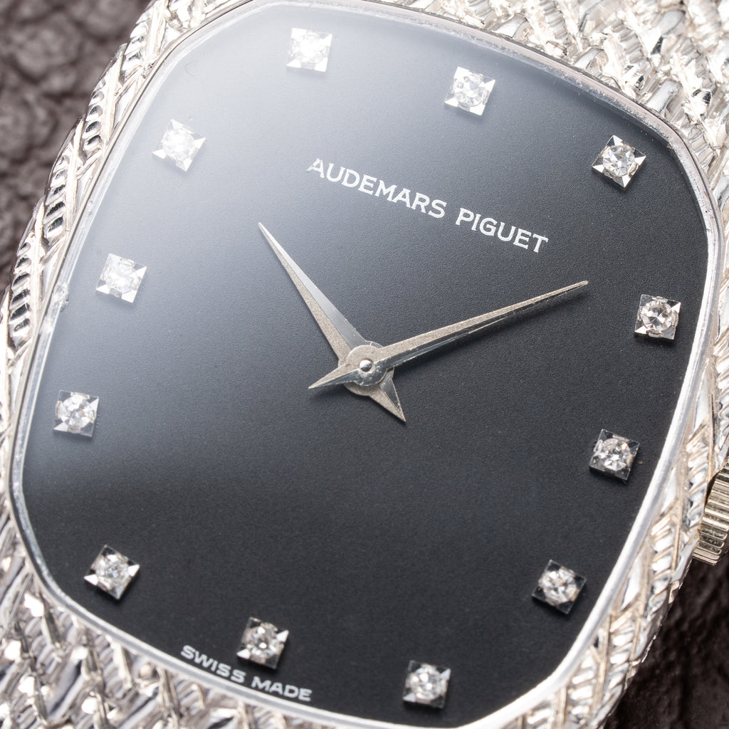 Audemars Piguet “Cobra” Matt Black Diamond Dial 18k White Gold Ref 14126BC from 1980s