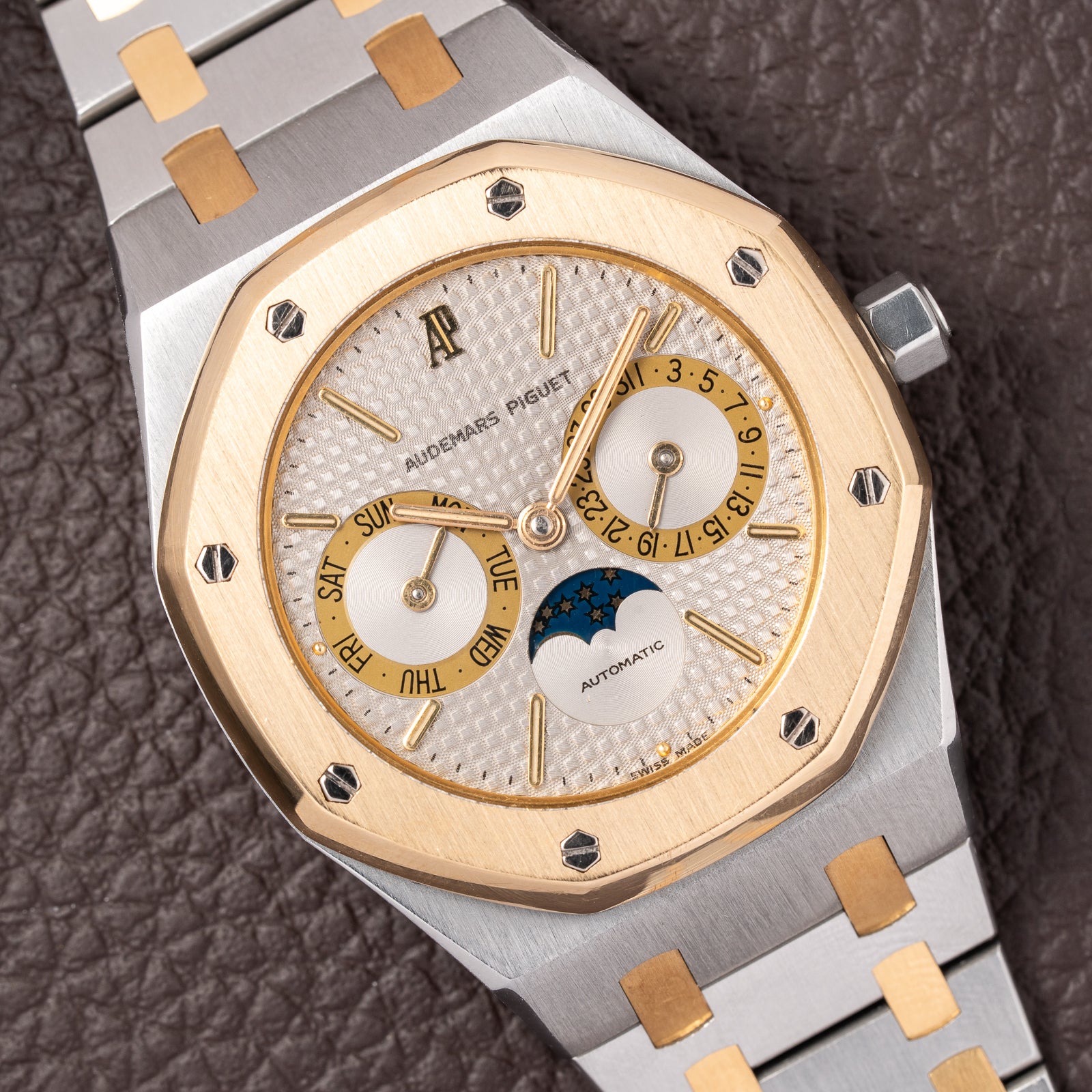 Audemars Piguet Royal Oak Day Date Moonphase Gold Steel Ref 25594SA from 1990s
