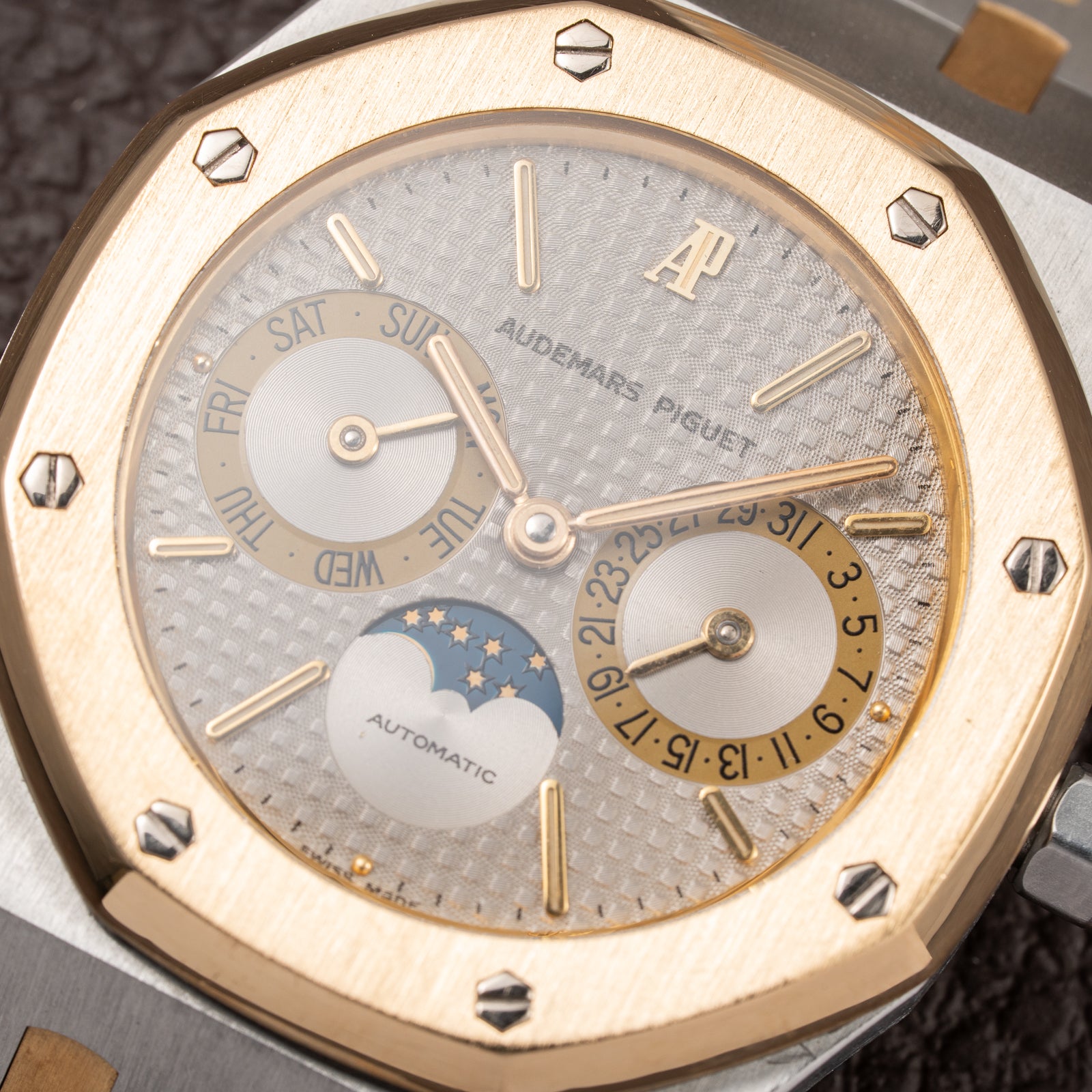Audemars Piguet Royal Oak Day Date Moonphase Gold Steel Ref 25594SA from 1990s