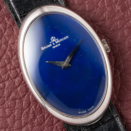 Baume & Mercier Baignoire Blue Ellipse 'night sky' 18k White Gold Ref 37055