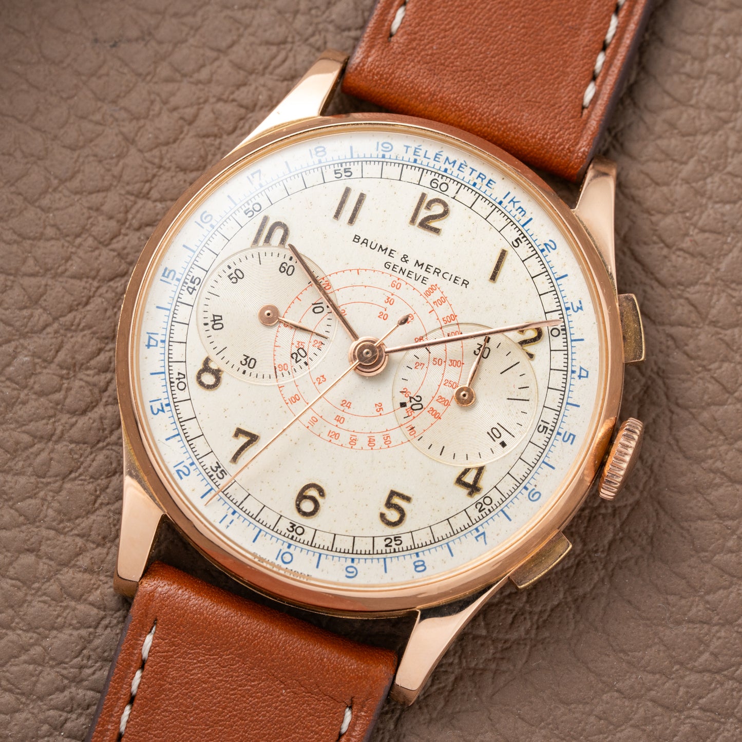 Baume & Mercier Genève Chronograph 18K Rosé Gold Oversize Ref. 3916