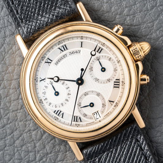 Breguet Marine Chronograph Mother of Pearl 18K Yellow Gold Automatic Ref 8490BA from 2010s