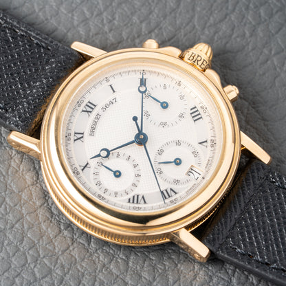 Breguet Marine Chronograph Mother of Pearl 18K Yellow Gold Automatic Ref 8490BA from 2010s