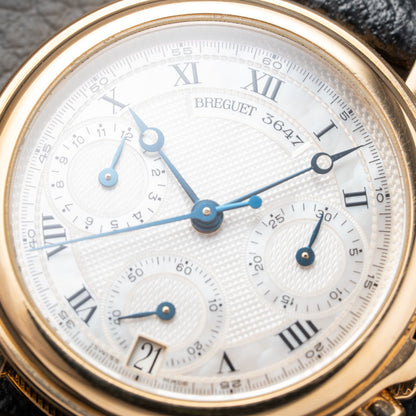 Breguet Marine Chronograph Mother of Pearl 18K Yellow Gold Automatic Ref 8490BA from 2010s