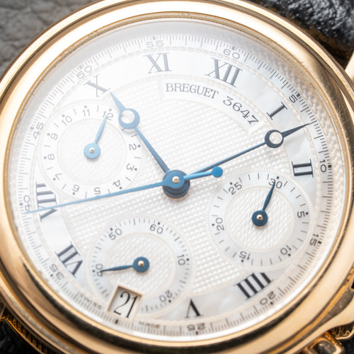 Breguet Marine Chronograph Mother of Pearl 18K Yellow Gold Automatic Ref 8490BA from 2010s