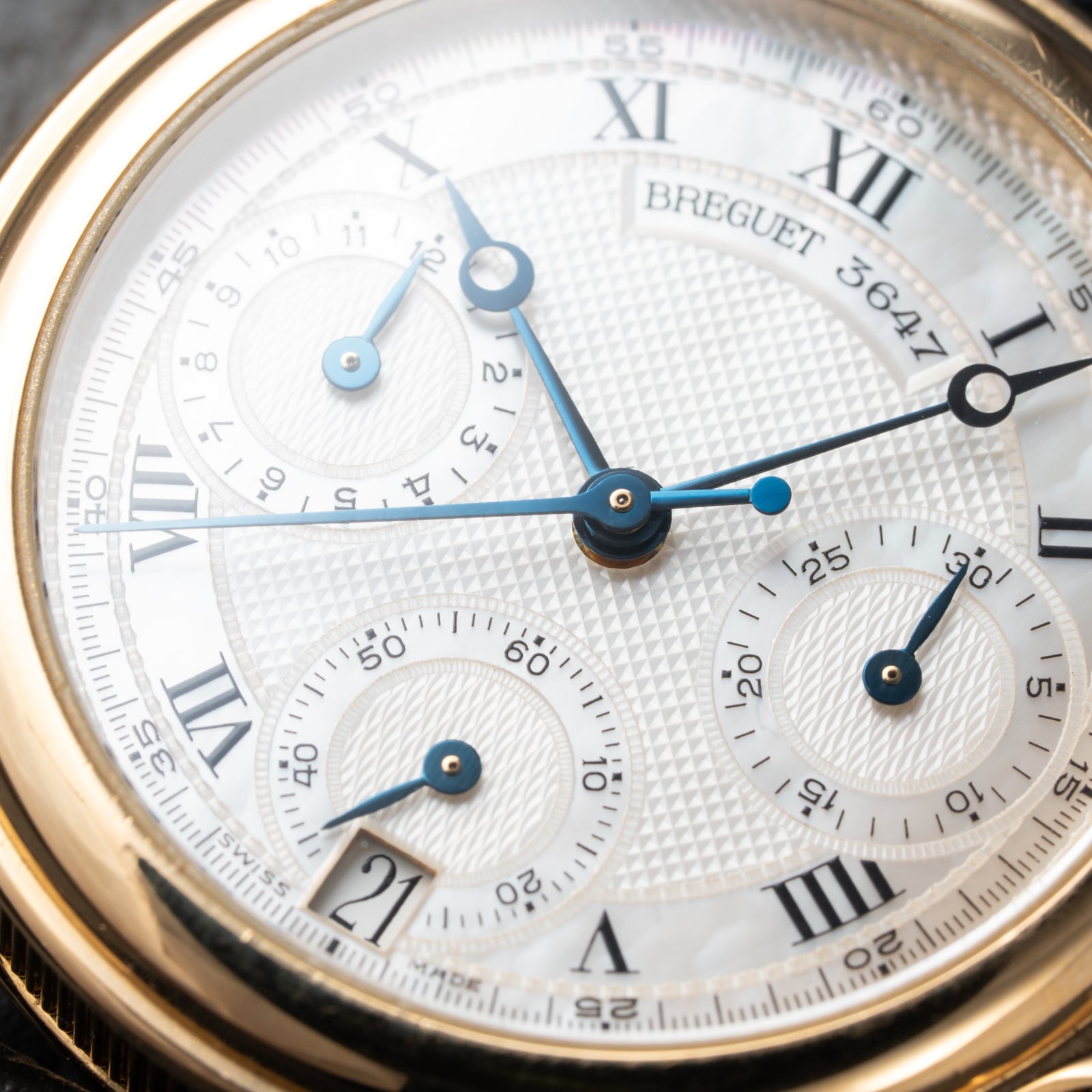 Breguet Marine Chronograph Mother of Pearl 18K Yellow Gold Automatic Ref 8490BA from 2010s