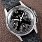 Breitling Premier Unpolished Black Gilt Dial Chronograph Venus 152 Ref 787 from 1940s