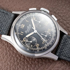 Breitling Premier Unpolished Black Gilt Dial Chronograph Venus 152 Ref 787 from 1940s