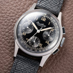 Breitling Premier Unpolished Black Gilt Dial Chronograph Venus 152 Ref 787 from 1940s