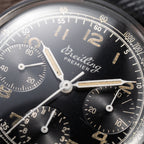 Breitling Premier Unpolished Black Gilt Dial Chronograph Venus 152 Ref 787 from 1940s