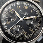Breitling Premier Unpolished Black Gilt Dial Chronograph Venus 152 from 1940s Ref 787