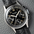 Breitling Premier Unpolished Black Gilt Dial Chronograph Venus 152 from 1940s Ref 787