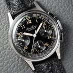 Breitling Premier Unpolished Black Gilt Dial Chronograph Venus 152 from 1940s Ref 787