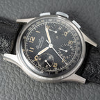 Breitling Premier Unpolished Black Gilt Dial Chronograph Venus 152 from 1940s Ref 787