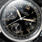 Breitling Premier Unpolished Black Gilt Dial Chronograph Venus 152 from 1940s Ref 787
