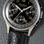 Breitling Premier Unpolished Black Gilt Dial Chronograph Venus 152 from 1940s Ref 787