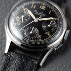 Breitling Premier Unpolished Black Gilt Dial Chronograph Venus 152 from 1940s Ref 787