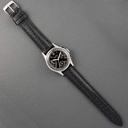 Breitling Premier Unpolished Black Gilt Dial Chronograph Venus 152 from 1940s Ref 787