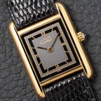 Cartier Tank Must de Vermeil Art Deco Black Roman Dial PM Reference 3 66001