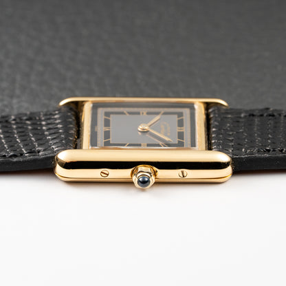 Cartier Tank Must de Vermeil Art Deco Black Roman Dial PM Reference 3 66001