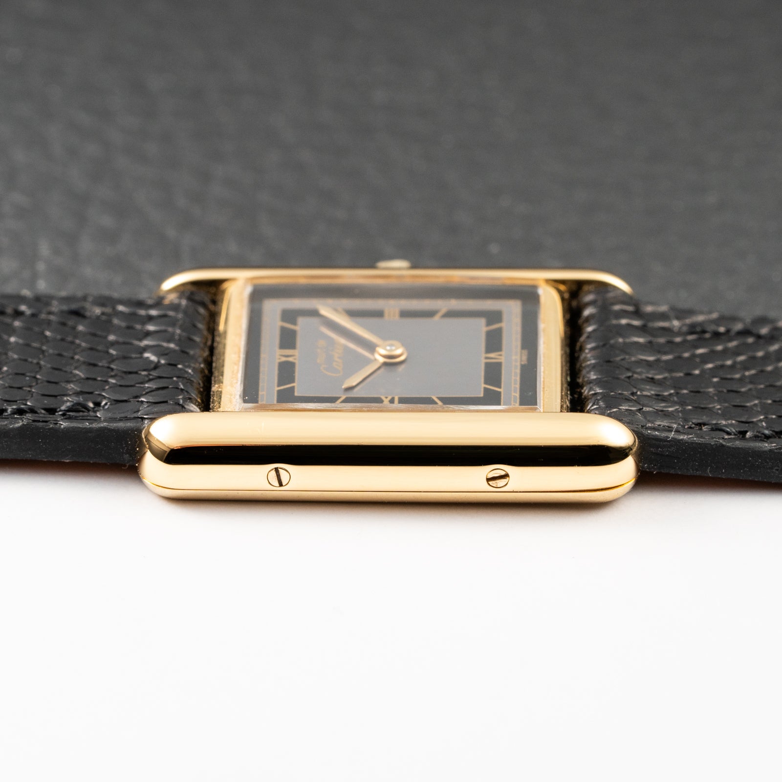 Cartier Tank Must de Vermeil Art Deco Black Roman Dial PM Reference 3 66001