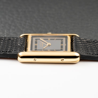 Cartier Tank Must de Vermeil Art Deco Black Roman Dial PM Reference 3 66001