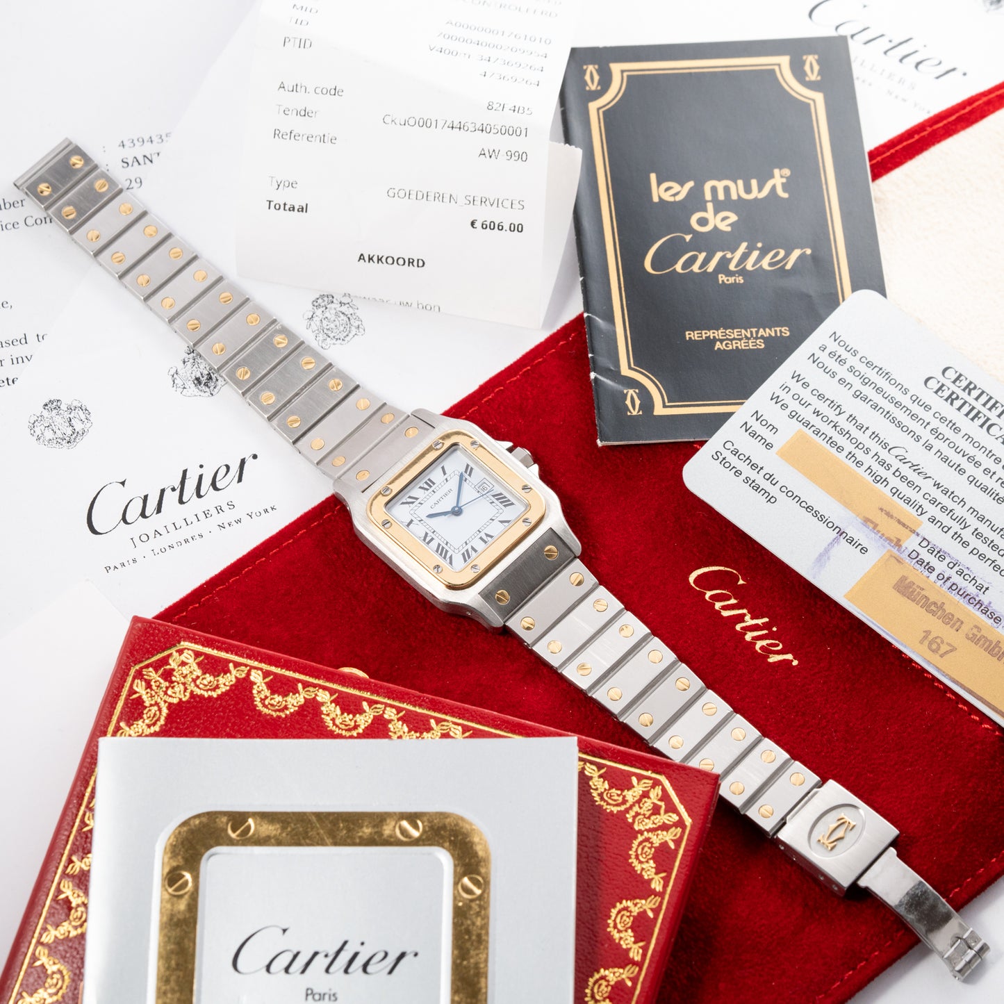Cartier Santos Carrée Automatic Ref. 2961  Full Collector Set (1979 Papers, 2025 Cartier Service)