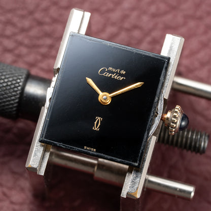 Cartier Tank Must de Vermeil Black 'onyx' Dial PM 1980s