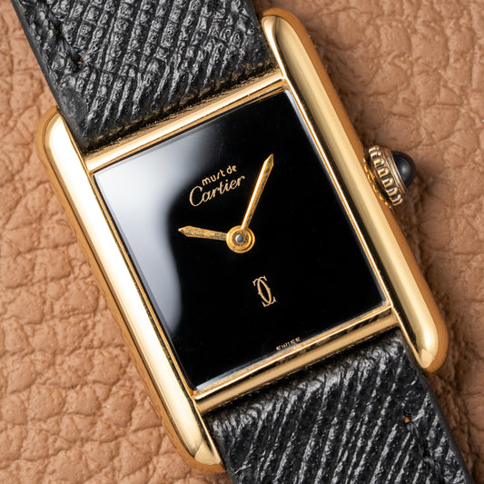 Cartier Tank Must de Vermeil Black 'onyx' Dial PM 1980s