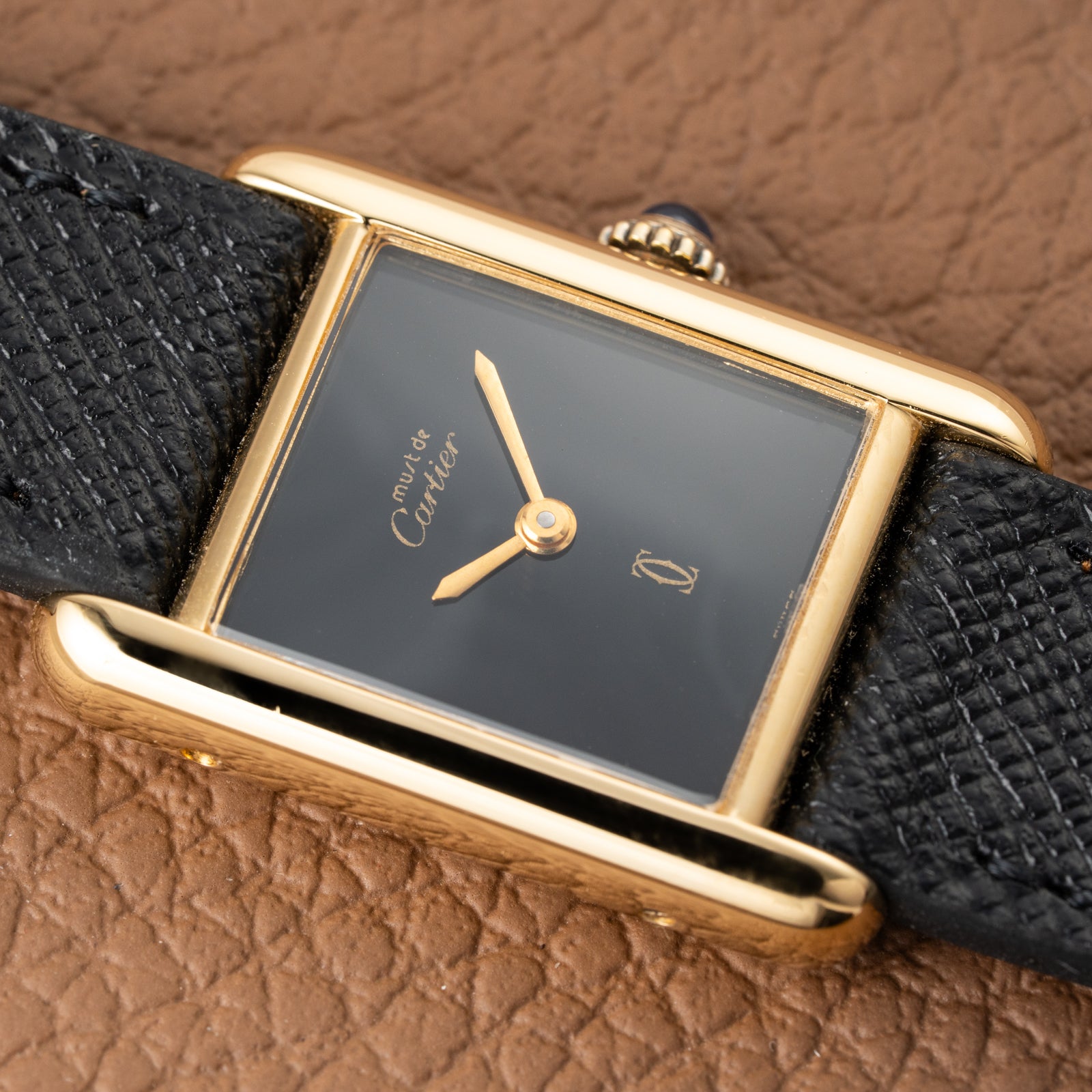 Cartier Tank Must de Vermeil Black 'onyx' Dial PM 1980s