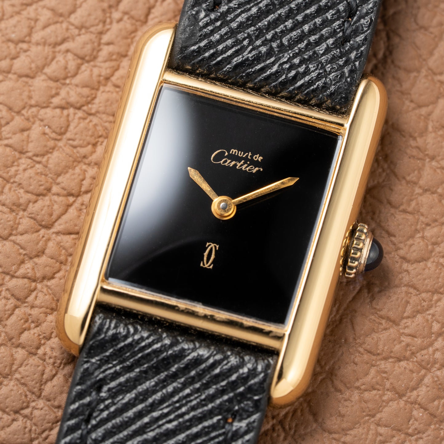 Cartier Tank Must de Vermeil Black 'onyx' Dial PM 1980s