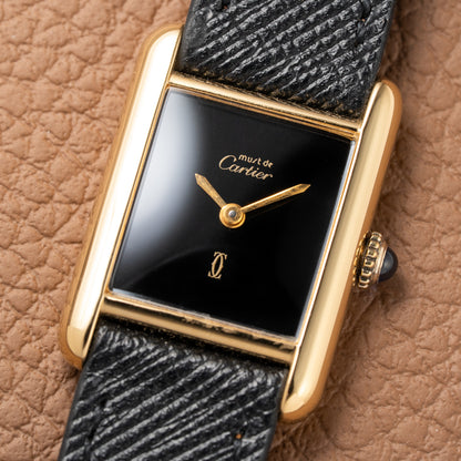 Cartier Tank Must de Vermeil Black 'onyx' Dial PM 1980s