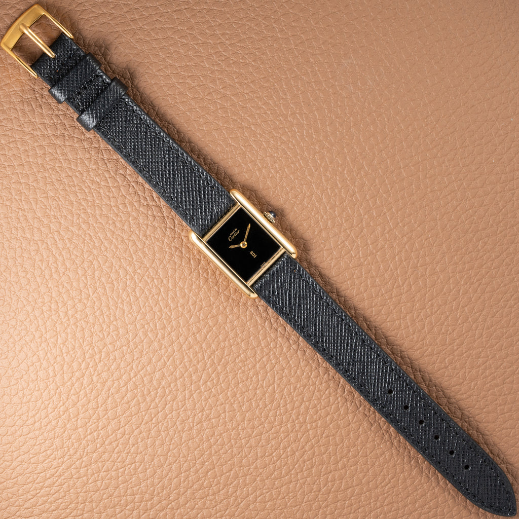 Cartier Tank Must de Vermeil Black 'onyx' Dial PM 1980s
