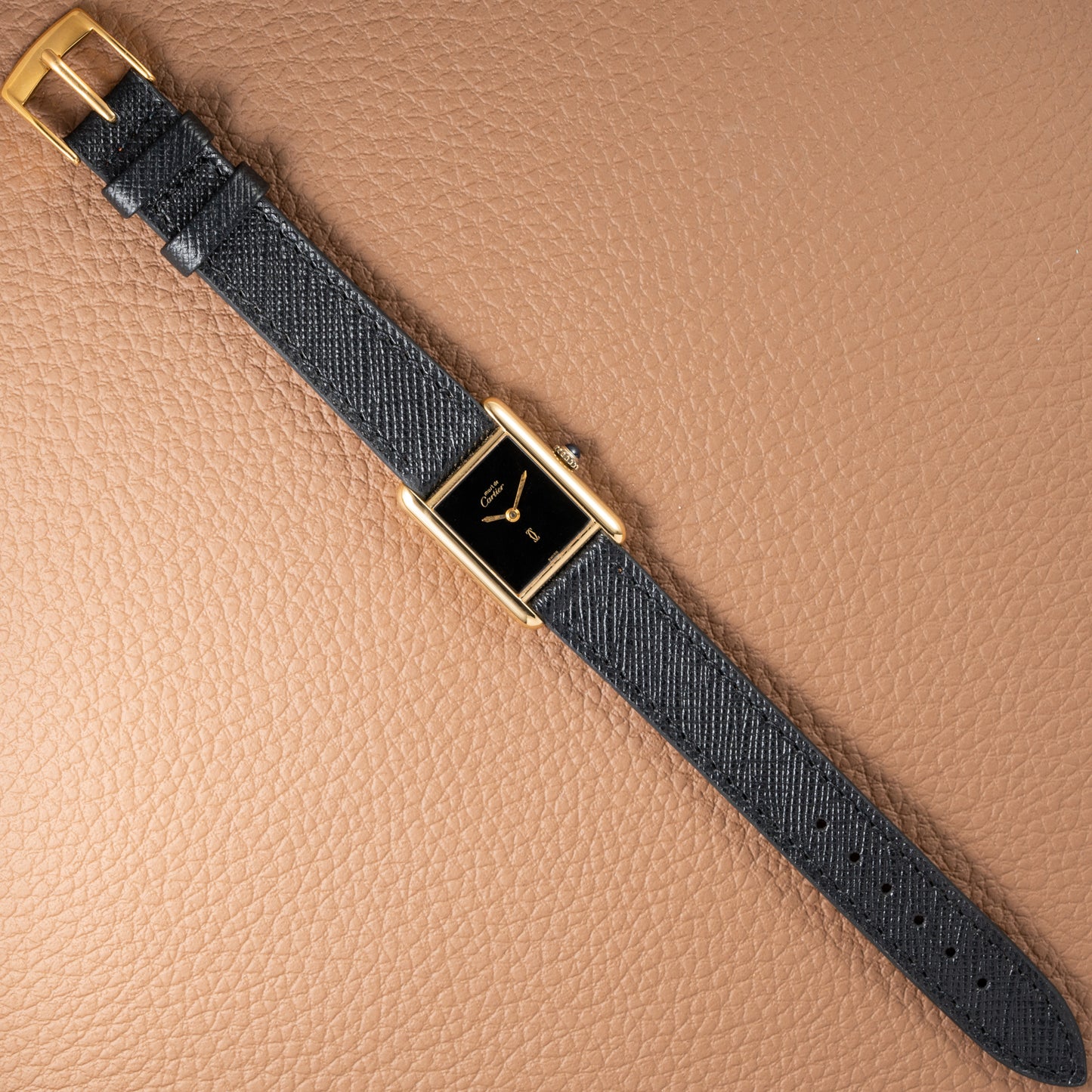 Cartier Tank Must de Vermeil Black 'onyx' Dial PM 1980s
