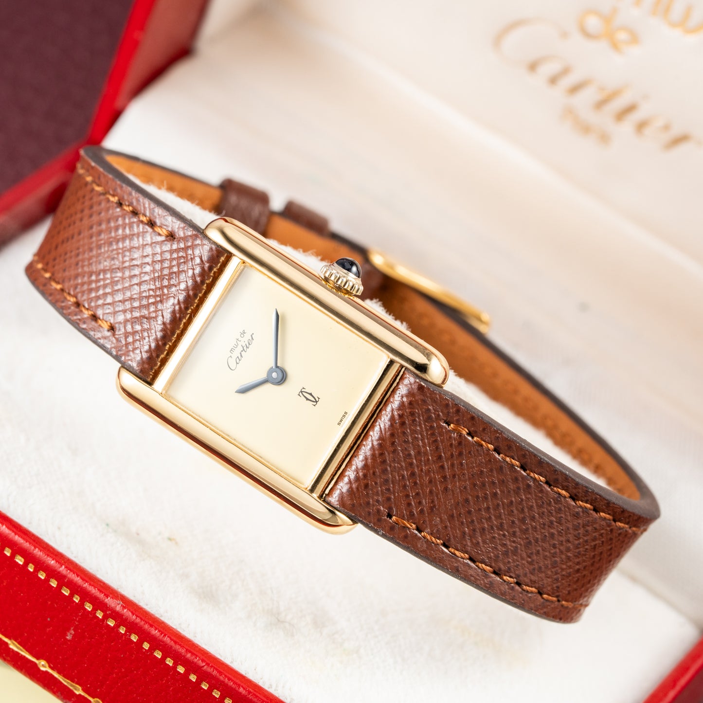 Cartier Tank Must de Lemon Dial Vermeil Full Set from 1979