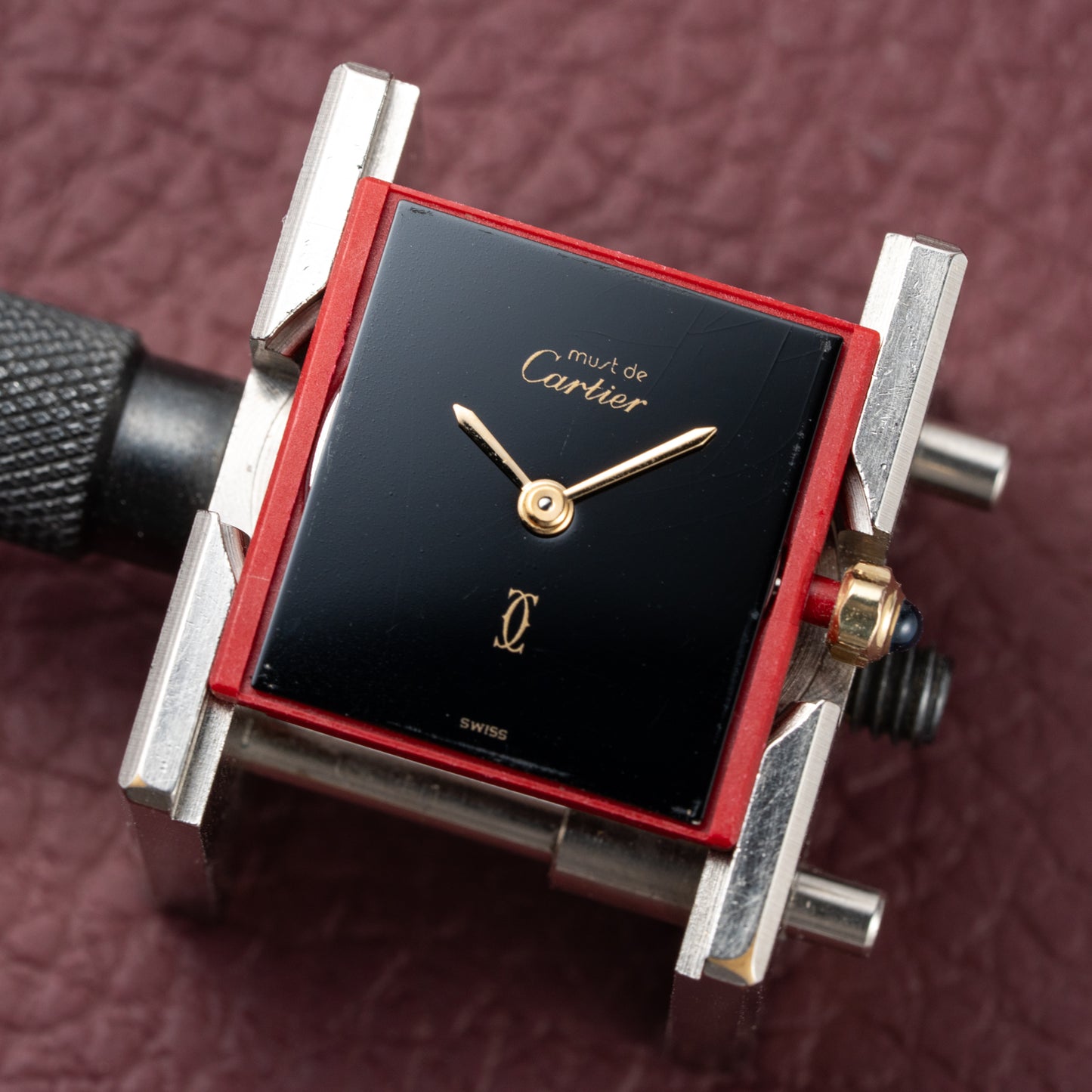 Cartier Tank Must de Vermeil Black 'Onyx' Dial Full Set Ref 3 66001 from 1984