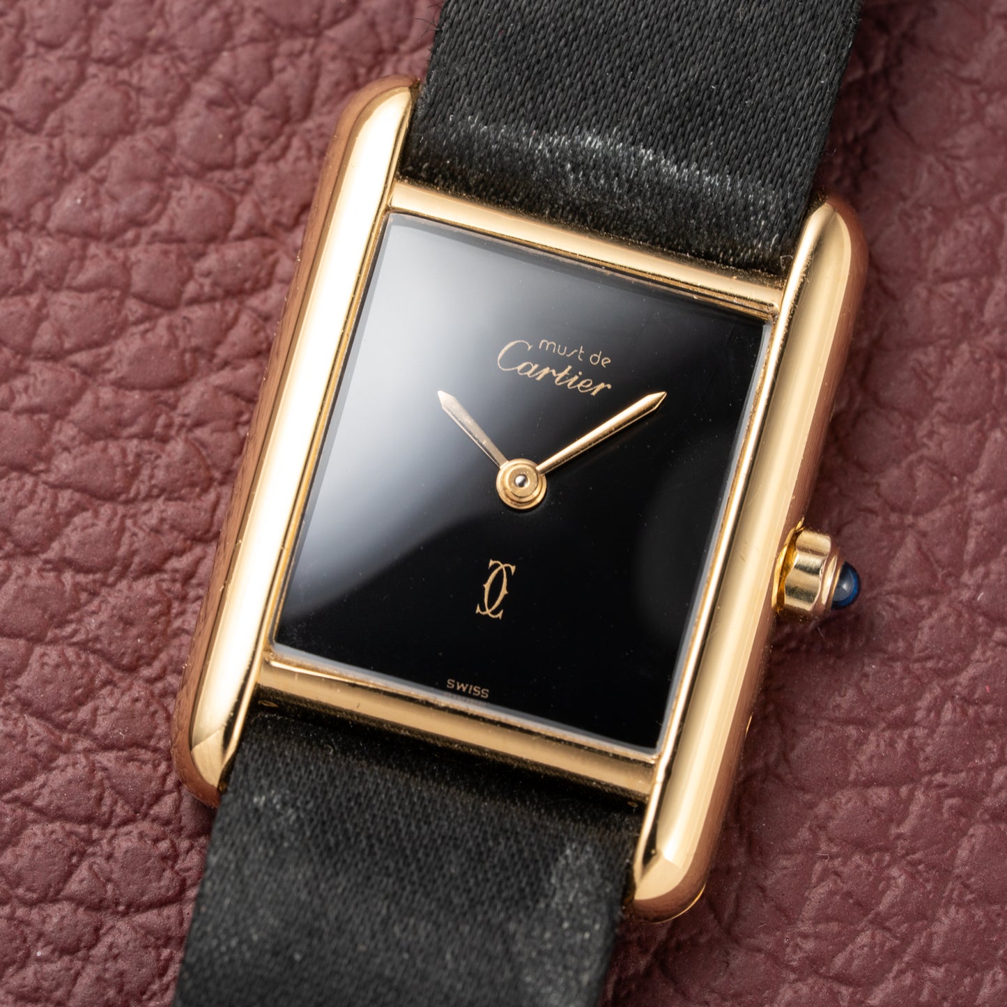 Cartier Tank Must de Vermeil Black 'Onyx' Dial Full Set Ref 3 66001 from 1984