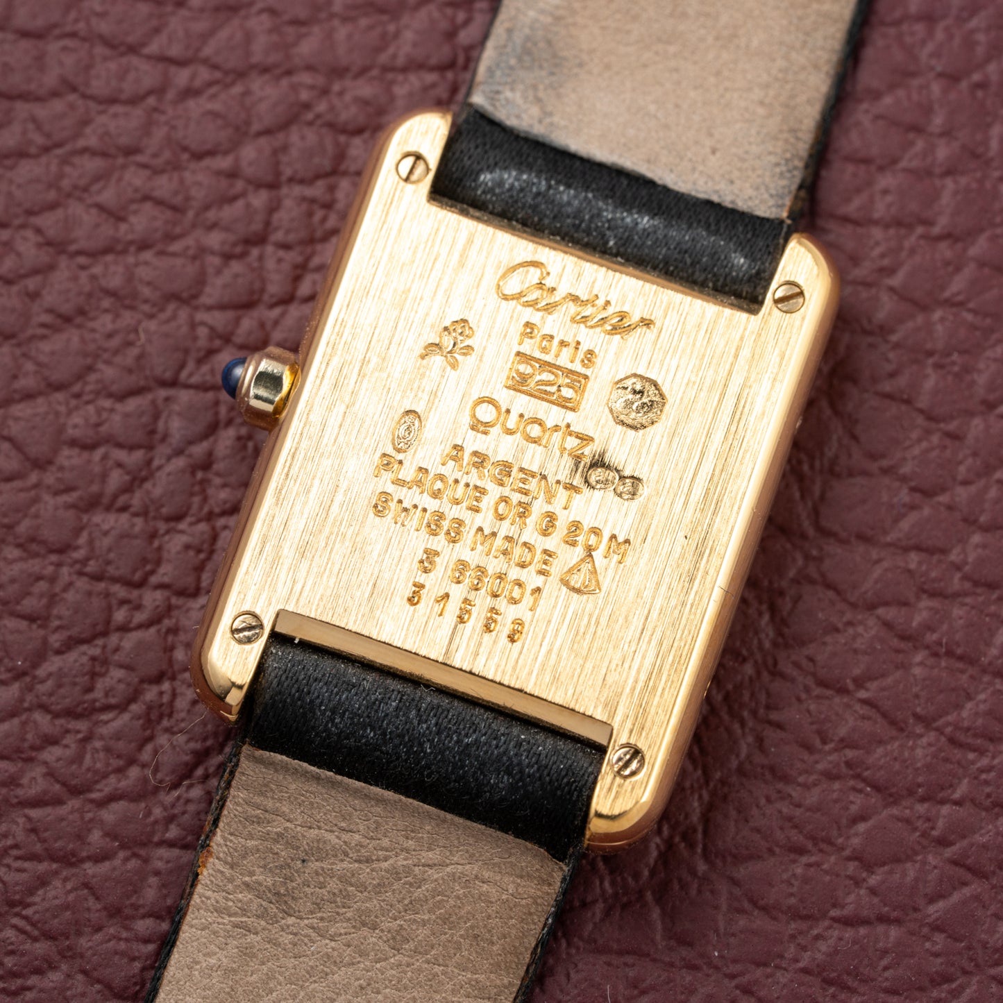 Cartier Tank Must de Vermeil Black 'Onyx' Dial Full Set Ref 3 66001 from 1984
