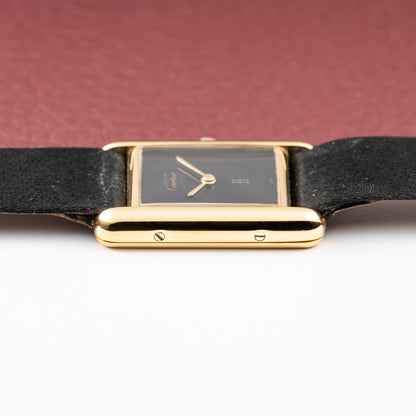 Cartier Tank Must de Vermeil Black 'Onyx' Dial Full Set Ref 3 66001 from 1984