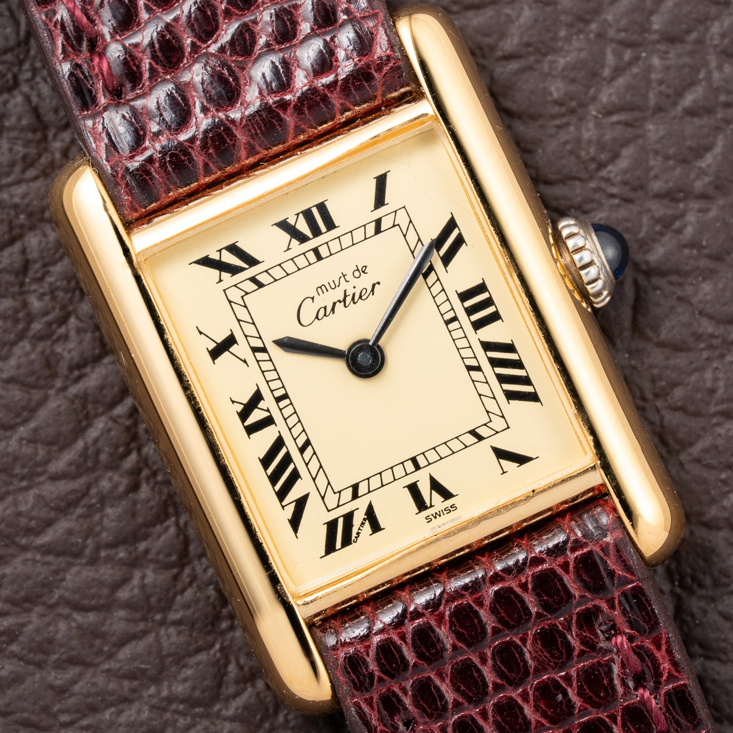 Cartier Must de Roman Lemon Dial Vermeil PM 1980s