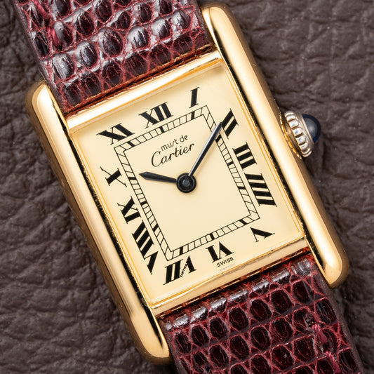 Cartier Must de Roman Lemon Dial Vermeil PM 1980s