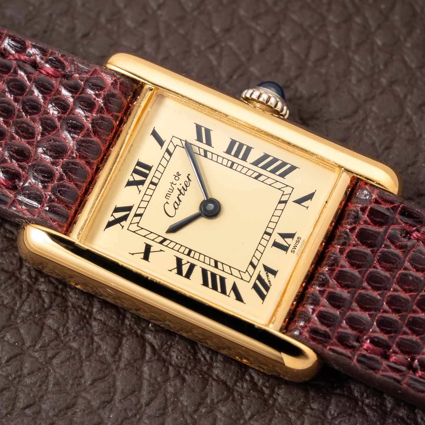 Cartier Must de Roman Lemon Dial Vermeil PM 1980s