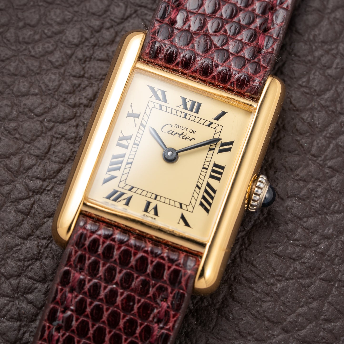 Cartier Must de Roman Lemon Dial Vermeil PM 1980s