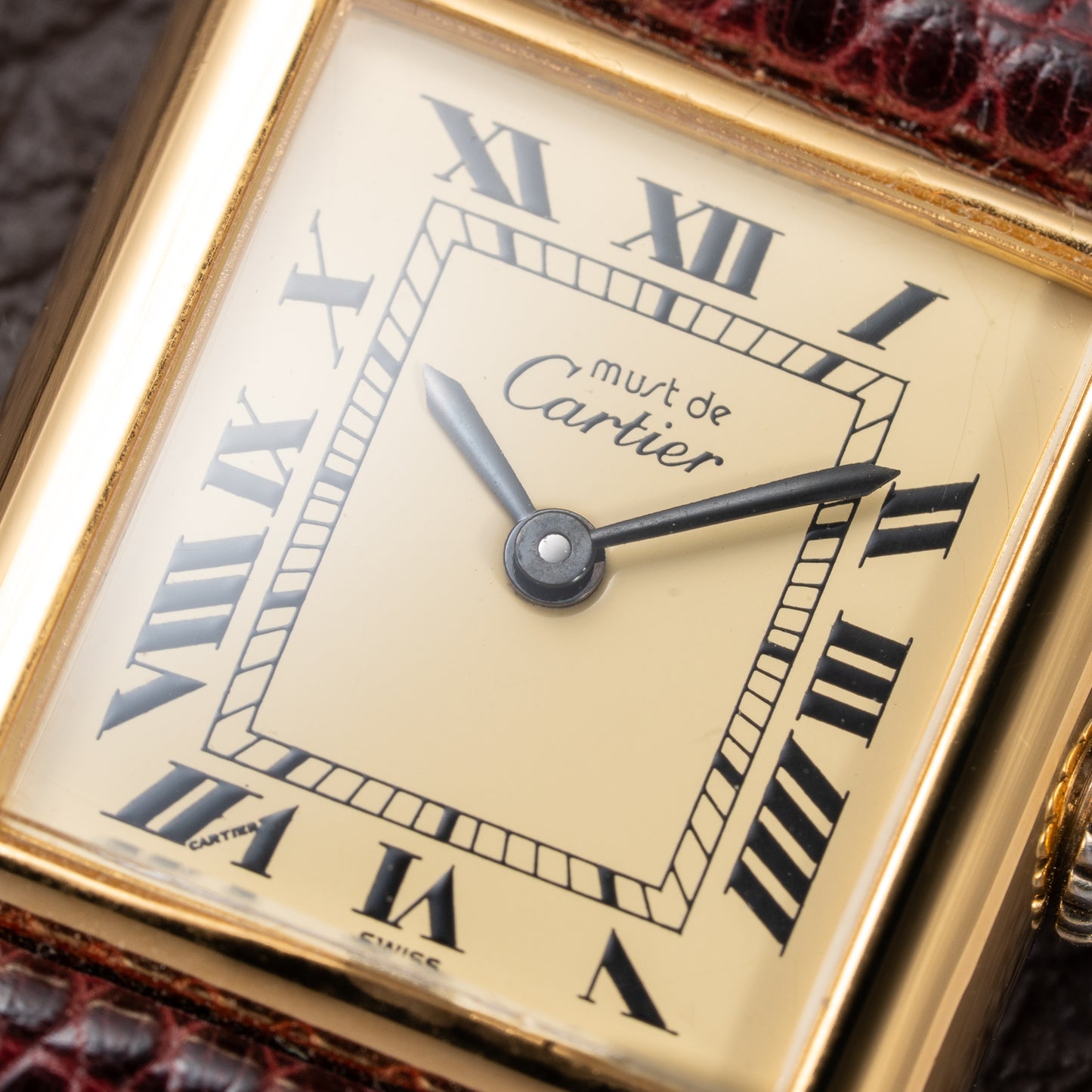 Cartier Must de Roman Lemon Dial Vermeil PM 1980s