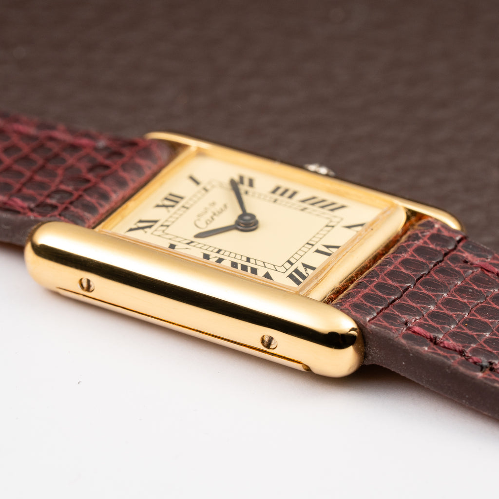 Cartier Must de Roman Lemon Dial Vermeil PM 1980s
