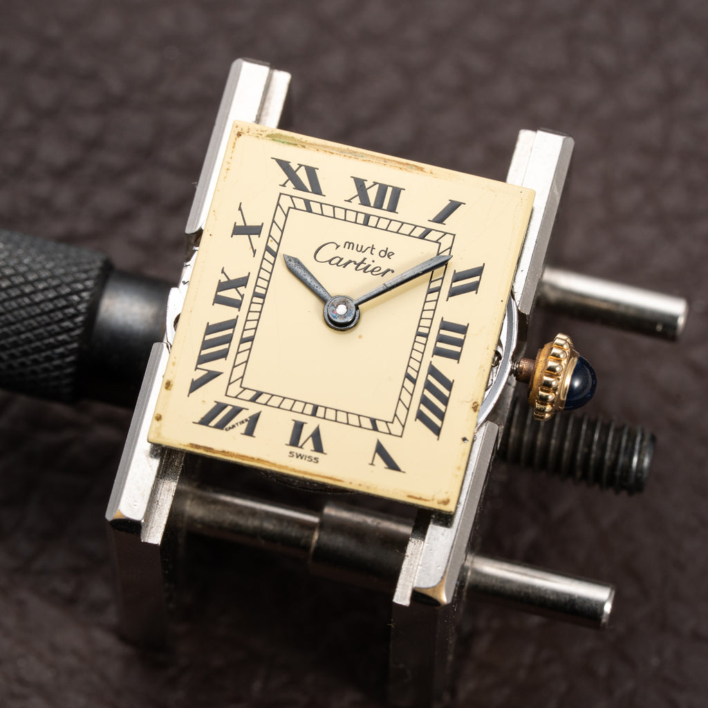 Cartier Tank Must de Roman Lemon Dial Vermeil PM 1980s